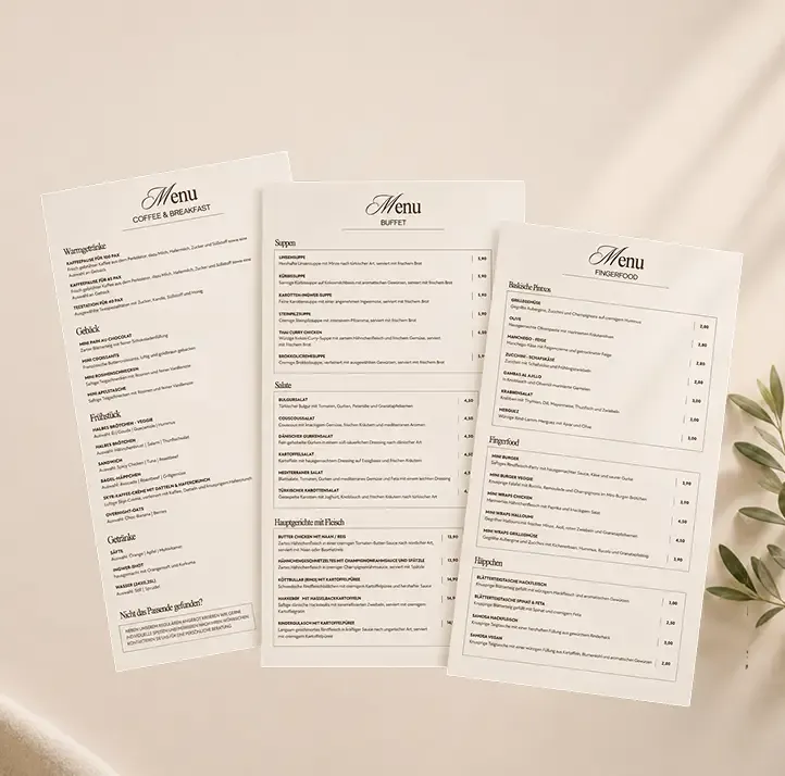 Auszug aus der Catering-Menükarte von Oskar Davidson