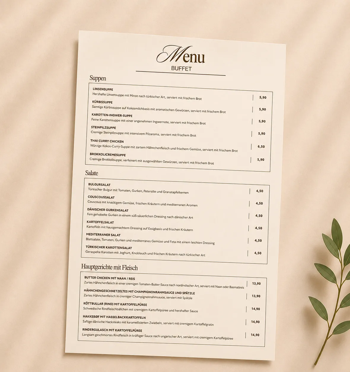 Buffet-Auswahl – warme und kalte Speisen